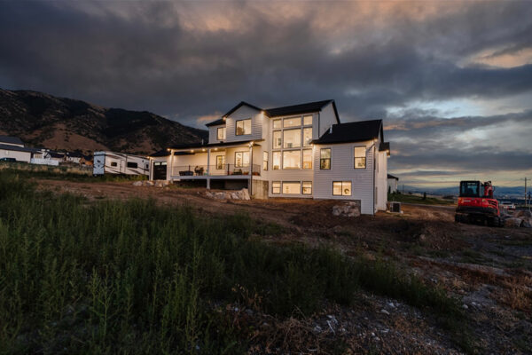 Full view of back of house built by KJ Custom builders in boise idaho