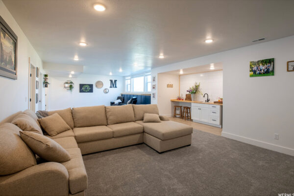 Downstairs living den area in custom built home in boise idaho