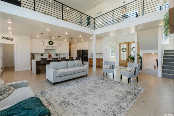 first floor living room in custom built home in boise idaho