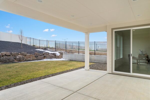 Custom Built home backyard patio angled view