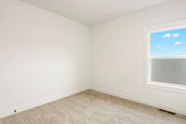 Custom built home bedroom angled view