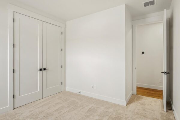 Custom built home bedroom with large closet
