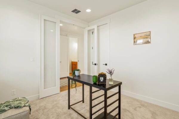 Custom built office room. view of entry way